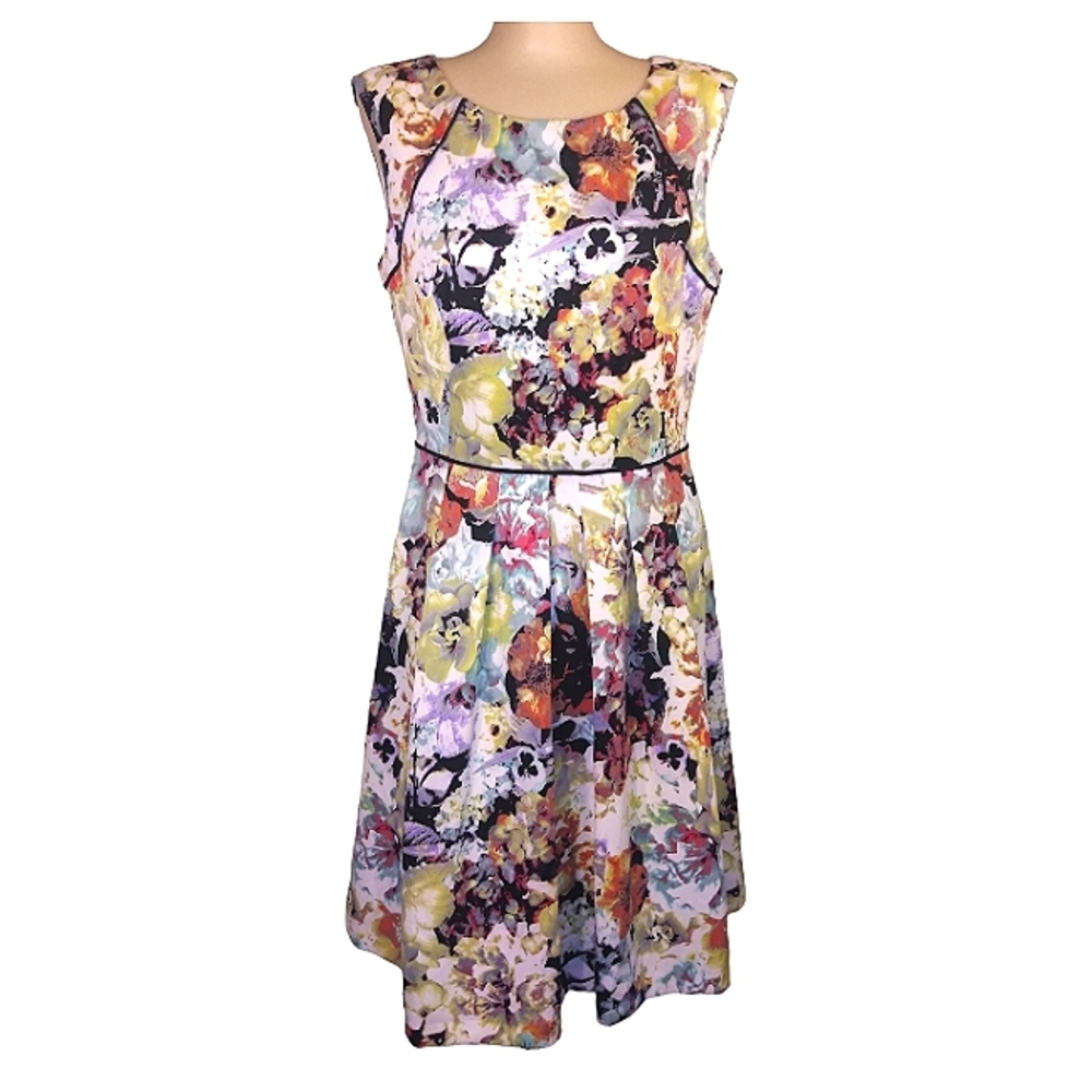 Lovely Tahari Fully Lined Floral Fit-and-Flare Midi Dress sz8